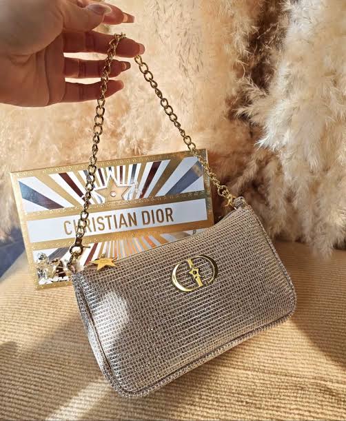 Dior Gold Shoulder Bag with Chain + Box