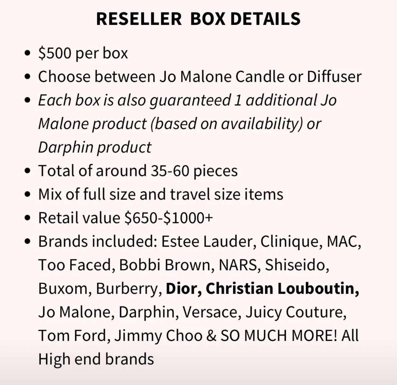 $500 Reseller Beauty Box Includes Jo Malone Candle