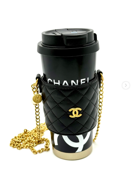 Chanel Quilted Thermos Cup with Leather Sleeve - Black