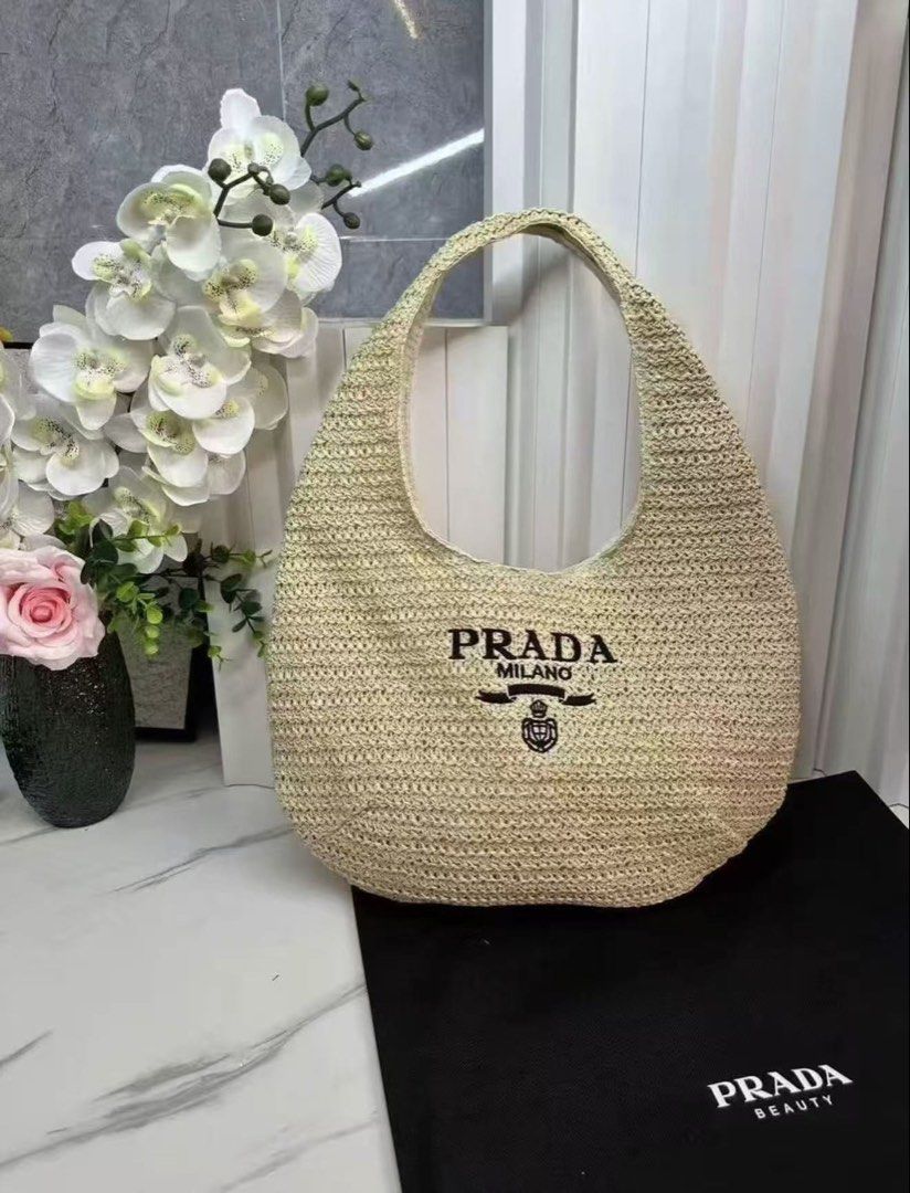 Prada Straw Underarm Tote Bag