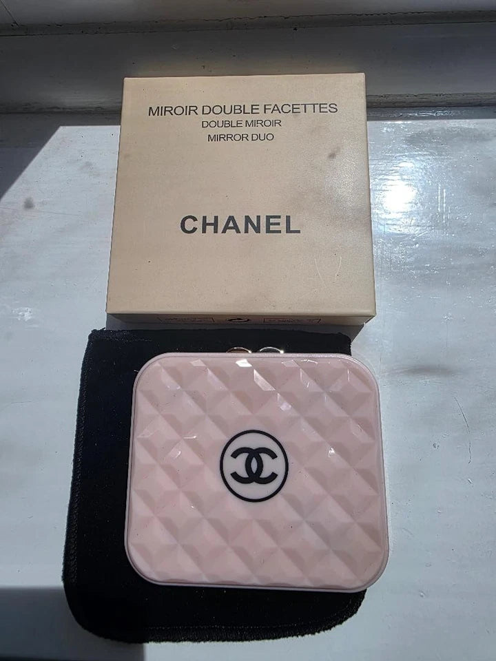Chanel Quilted Double-Sided Compact Mirror - Pink