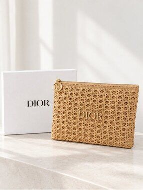 Dior Woven Rattan Clutch Bag
