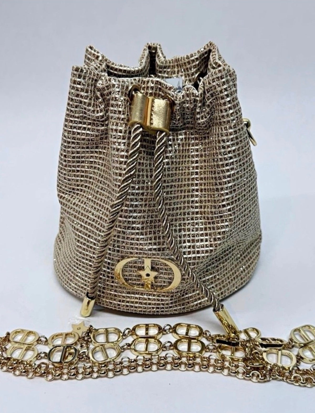 Dior Gold Bucket with Gold Chain
