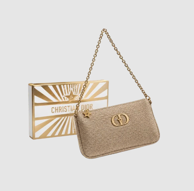 Dior Christmas Series Python-Embossed Chain Underarm Clutch