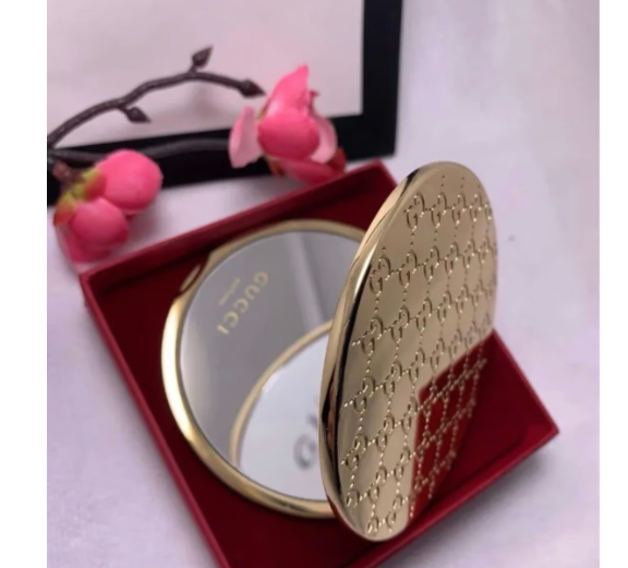 Gucci GG Monogram Embossed Folding Compact Gold Mirror