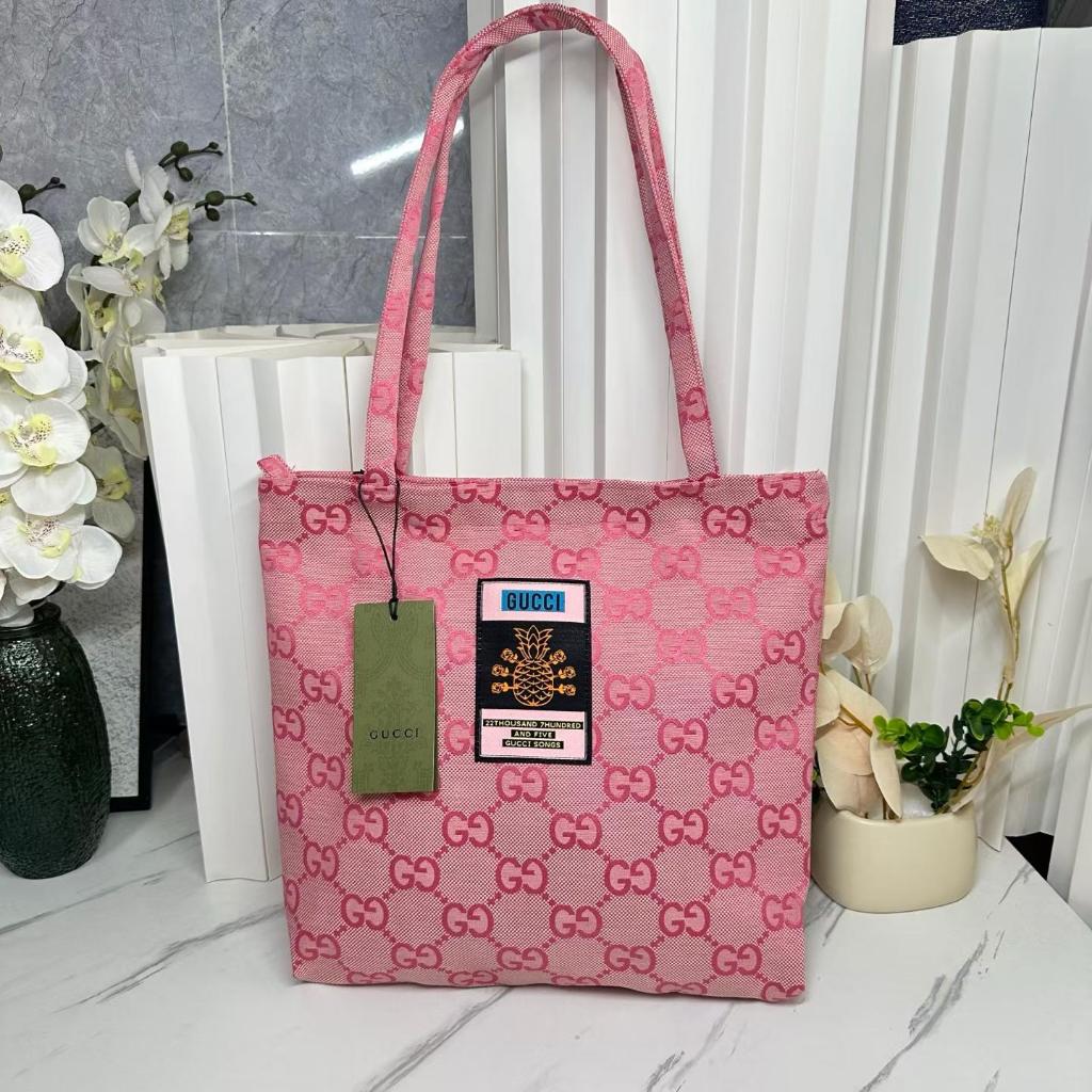 Gucci GG Monogram Pineapple Patch Canvas Tote Bag