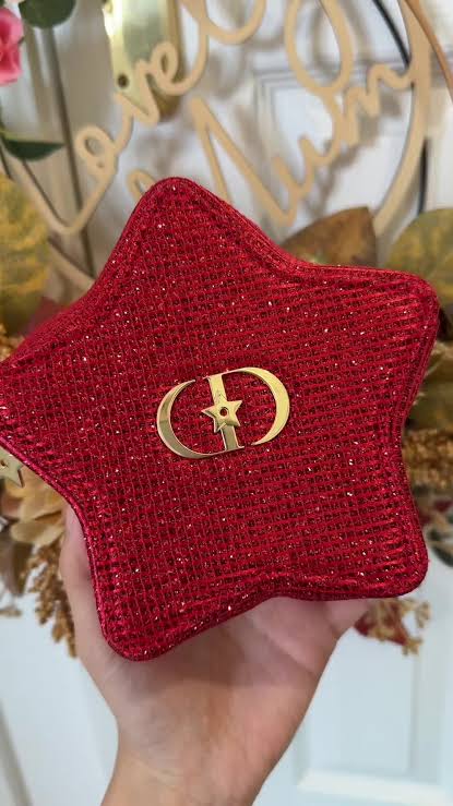 Dior Red Glitter Five-Pointed Star Cosmetic Bag