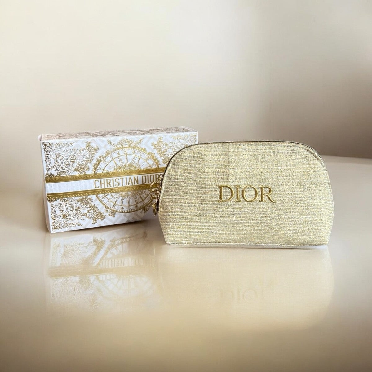 Dior Holiday Limited Edition Embroidered Logo Makeup Pouch