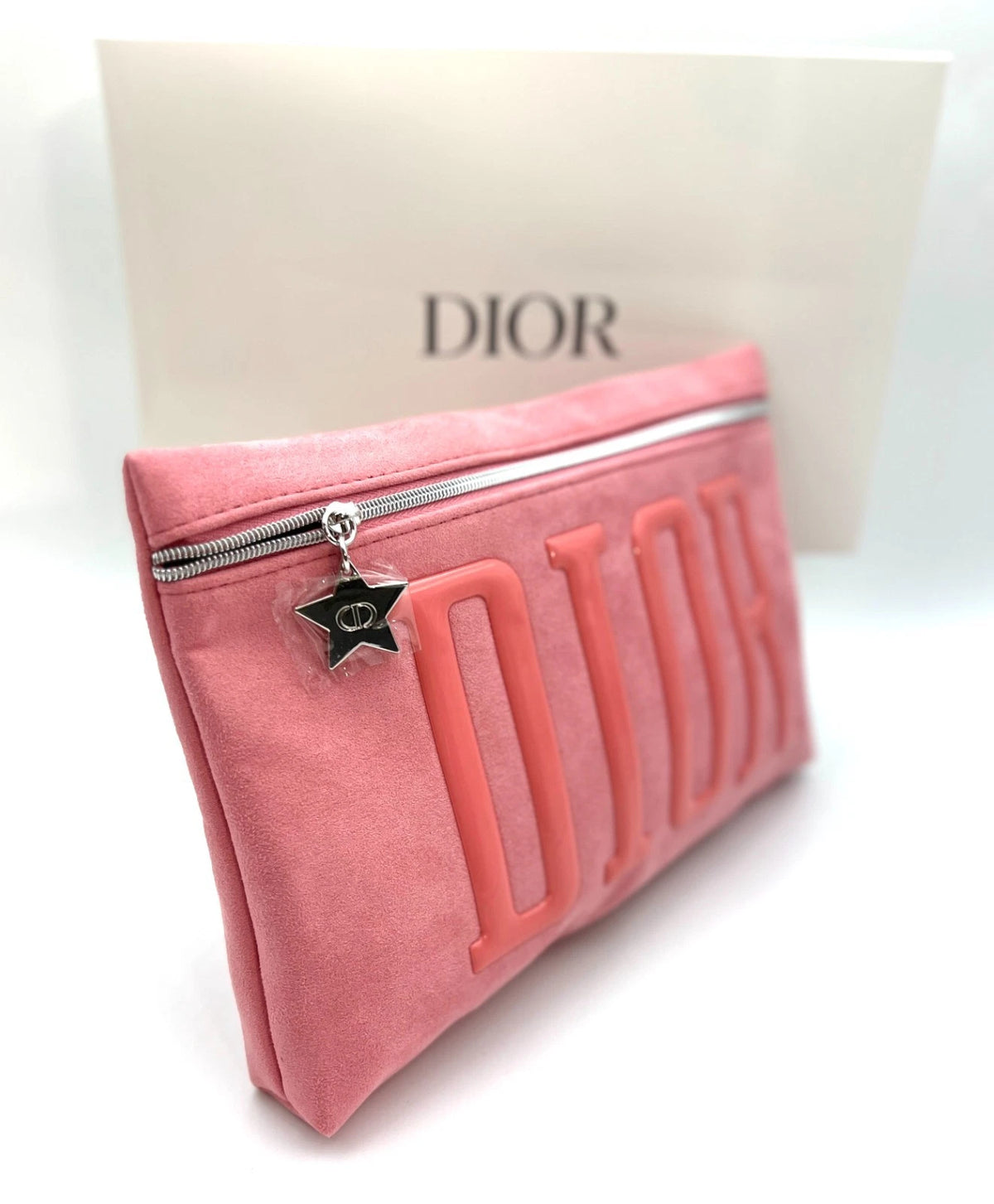 Dior Limited Edition Embossed Logo Suede Makeup Pouch