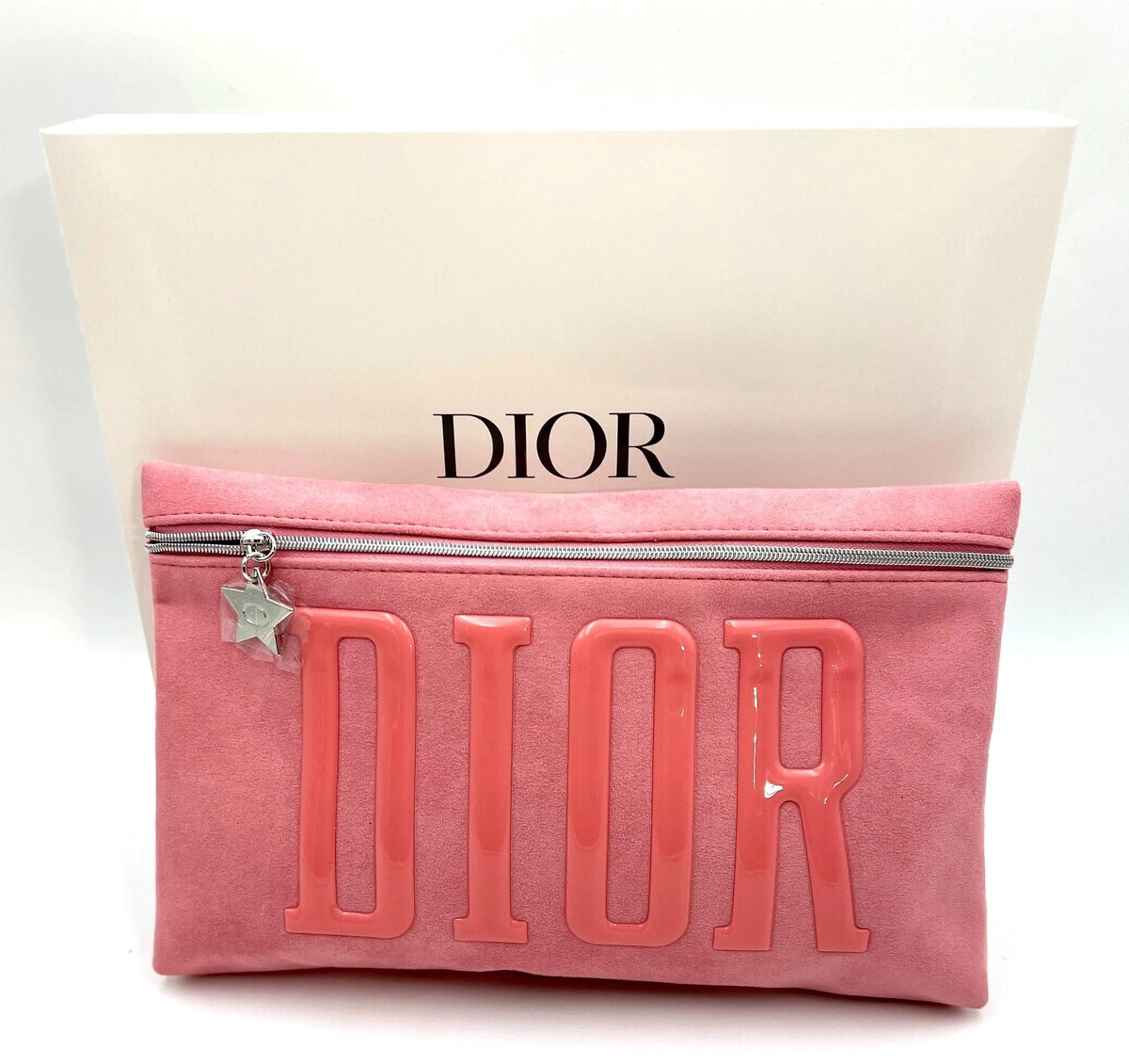 Dior Limited Edition Embossed Logo Suede Makeup Pouch