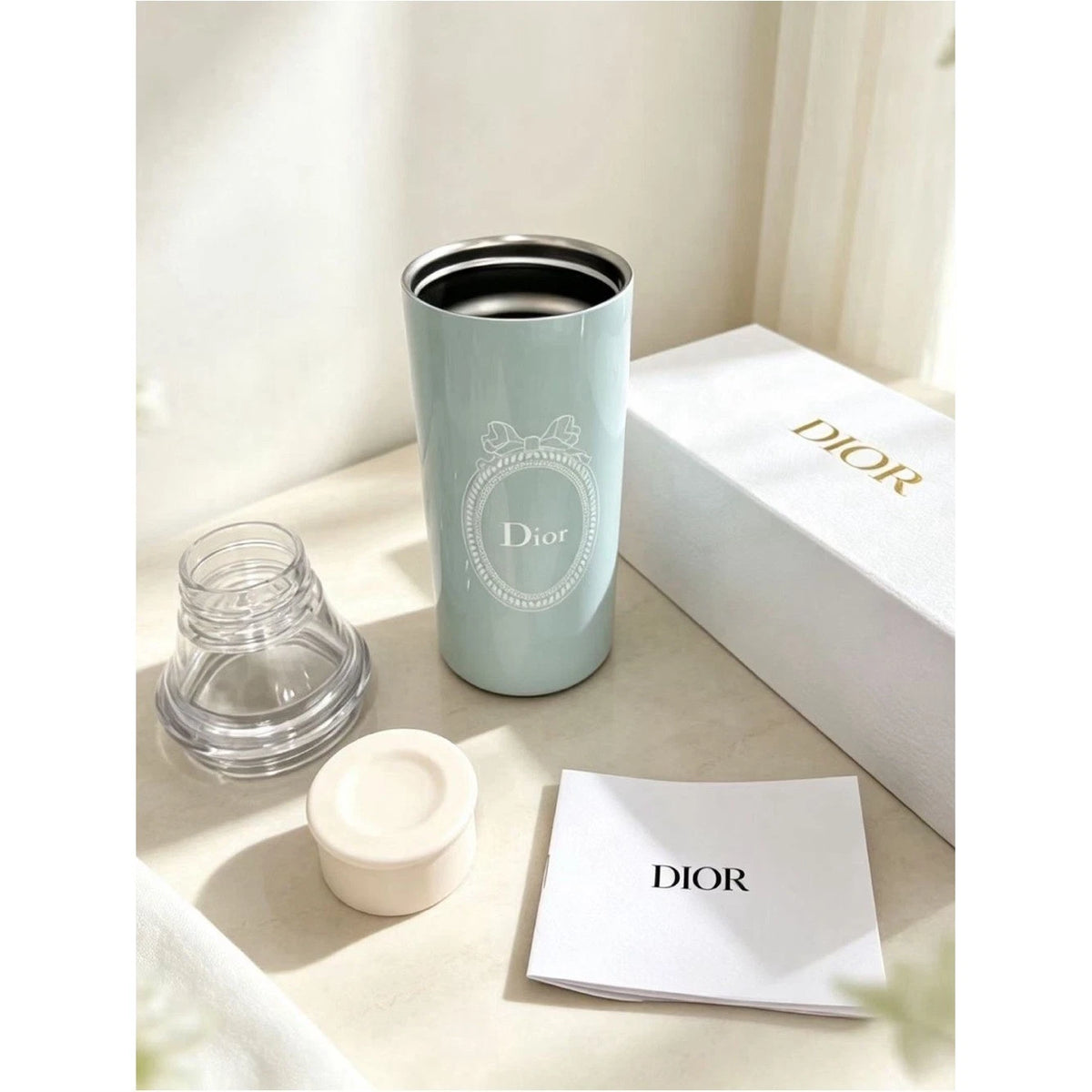 Dior Riviera Cold Brew Glass Cup with Mint Silicone Sleeve