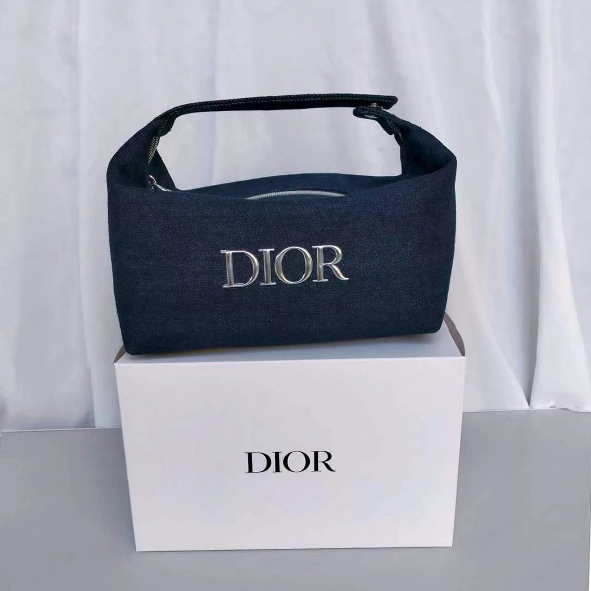 Dior Sauvage Denim Makeup Organizer Bag - Black