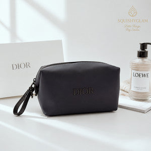 Dior Embossed Logo Matte Rubber Clutch Makeup Pouch