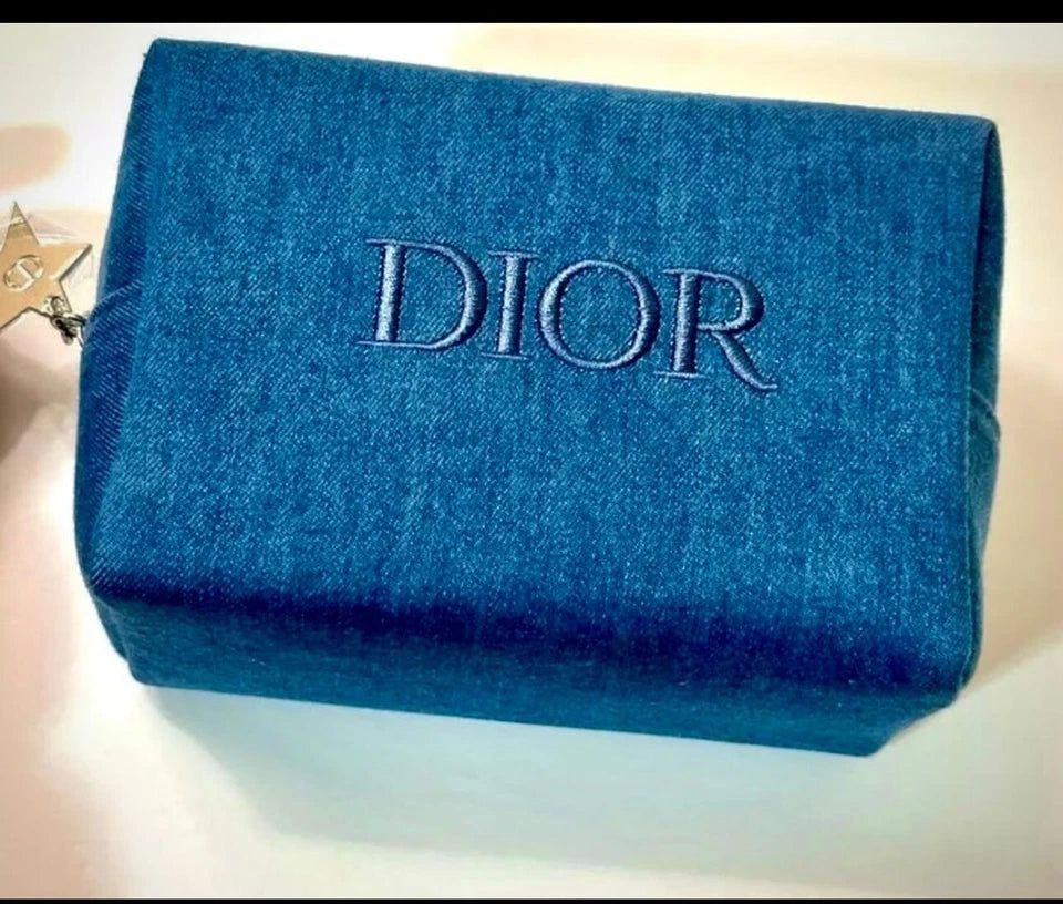 Dior Denim Blue Velvet Makeup Bag