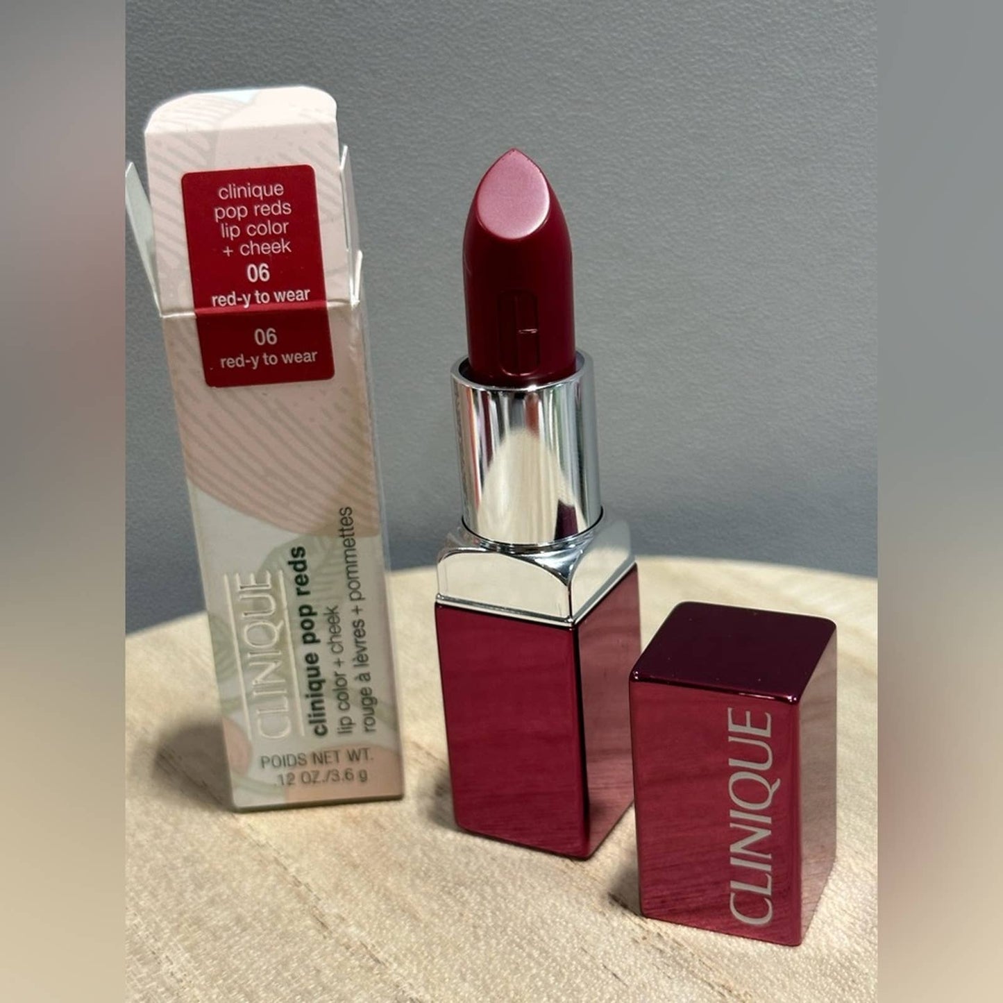 Clinique Lipstick CLEARANCE! Pop Reds Lip Color + Cheek 06 Red-y to Wear