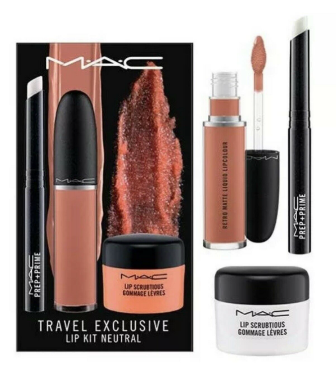 MAC TRAVEL EXCLUSIVE KIT NEUTRAL Prep + Prime + Lip Scrubtious + Liquid Lipstick